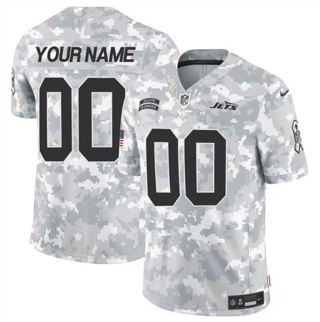 Mens New York Jets Active Player Custom 2024 F.U.S.E Arctic Camo Salute To Service Limited Stitched Football Jersey